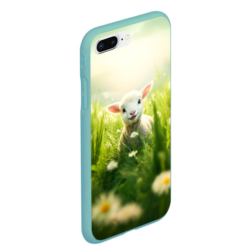 Чехол для iPhone 7Plus/8 Plus матовый Овечка в траве, цвет мятный - фото 3