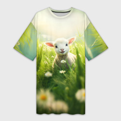 Платье-футболка 3D Овечка в траве