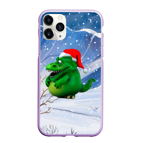 Чехол для iPhone 11 Pro матовый с принтом Толстый дракон на снежном  фоне, вид спереди #2