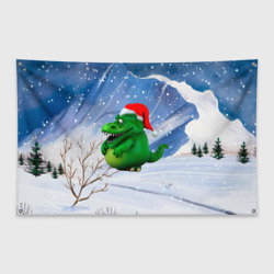 Флаг-баннер Толстый дракон на снежном  фоне