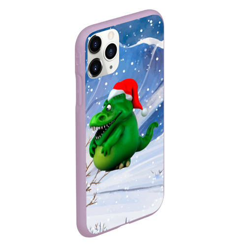 Чехол для iPhone 11 Pro матовый с принтом Толстый дракон на снежном  фоне, вид сбоку #3