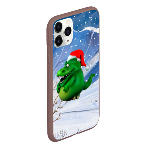 Чехол для iPhone 11 Pro Max матовый с принтом Толстый дракон на снежном  фоне, вид сбоку #3