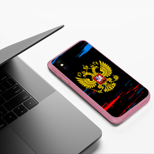 Чехол для iPhone XS Max матовый с принтом Герб РФ краски, фото #5
