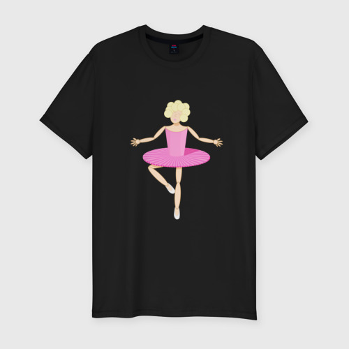 Мужская футболка хлопок Slim с принтом Барби балерина, вид спереди #2