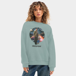 Женский свитшот oversize без начеса хлопок Николай и Робогозин - фото 2