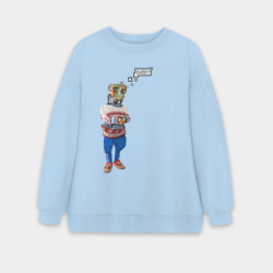 Женский свитшот oversize без начеса хлопок Сейчас бы пельмешек