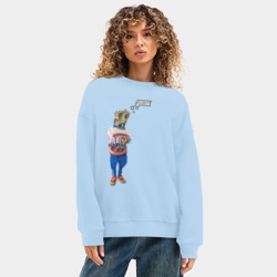 Женский свитшот oversize без начеса хлопок Сейчас бы пельмешек - фото 2