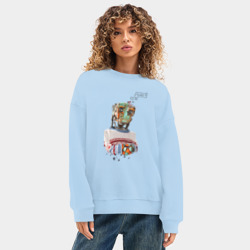 Женский свитшот oversize без начеса хлопок Эх, сейчас бы пельмешек - фото 2