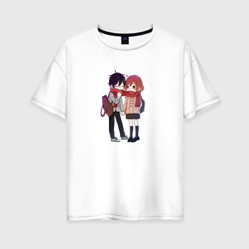 Женская футболка хлопок Oversize Хори и Изуми, цвет белый