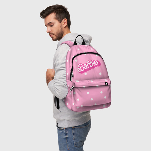Рюкзак 3D Барби - белый горошек на розовом - фото 3