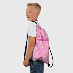 Рюкзак-мешок 3D Барби - белый горошек на розовом - фото 2
