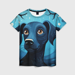 Женская футболка 3D Собака в стиле фолк-арт
