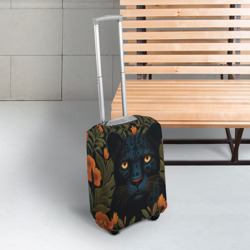 Чехол для чемодана 3D Черная пантера в стиле фолк-арт - фото 2
