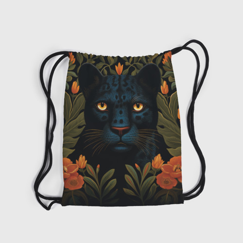 Рюкзак-мешок 3D Черная пантера в стиле фолк-арт - фото 6