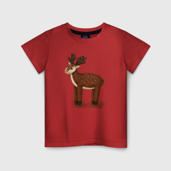 Детская футболка хлопок Новогодний олень в мультяшном стиле