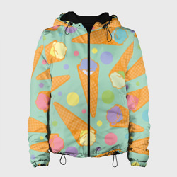 Женская куртка 3D разноцветные шарики мороженого