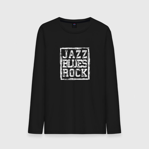 Мужской лонгслив хлопок Jazz rock blues in black white, цвет черный