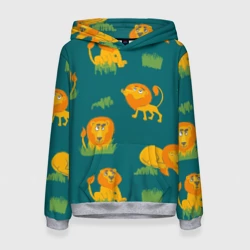 Женская толстовка 3D Мультяшные львы в саванне