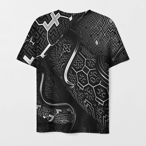 Мужская футболка 3D Чёрно-белая орнамент, цвет 3D печать - фото 2