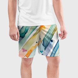 Мужские шорты спортивные Цветный акварельные мазки - нейросеть - фото 2