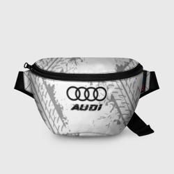 Поясная сумка 3D Audi speed на светлом фоне со следами шин