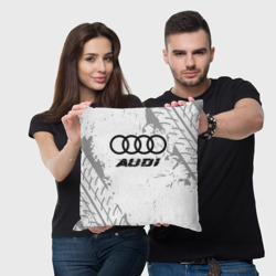 Подушка 3D Audi speed на светлом фоне со следами шин - фото 2