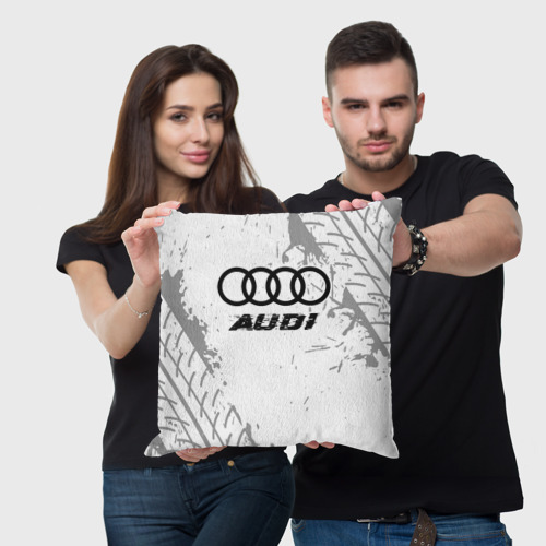 Подушка 3D Audi speed на светлом фоне со следами шин - фото 3