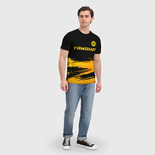 Мужская футболка 3D Yamaha - gold gradient: символ сверху, цвет 3D печать - фото 5