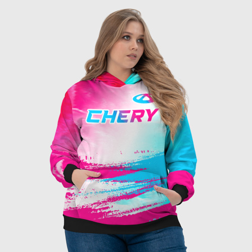 Женская толстовка 3D Chery neon gradient style: символ сверху, цвет 3D печать - фото 6