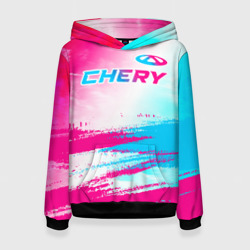 Женская толстовка 3D Chery neon gradient style: символ сверху