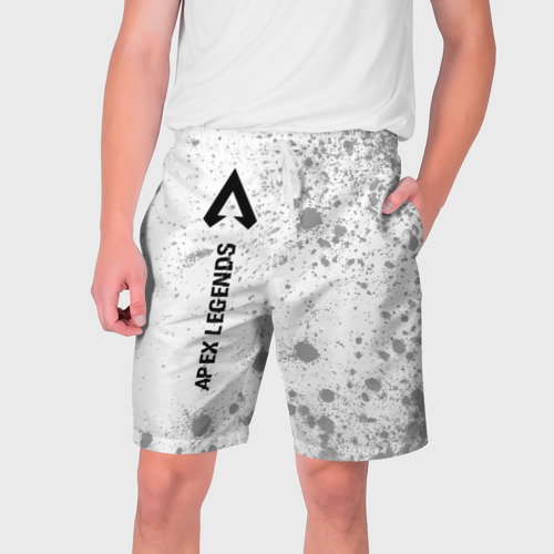 Мужские шорты 3D с принтом Apex Legends glitch на светлом фоне: по-вертикали, вид спереди #2
