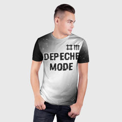 Мужская футболка 3D Slim Depeche Mode glitch на светлом фоне: символ сверху - фото 2