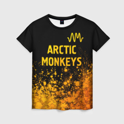 Женская футболка 3D Arctic Monkeys - gold gradient: символ сверху