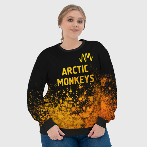 Женский свитшот 3D Arctic Monkeys - gold gradient: символ сверху, цвет 3D печать - фото 6