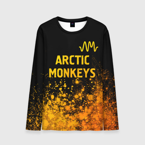 Мужской лонгслив 3D с принтом Arctic Monkeys - gold gradient: символ сверху, вид спереди #2