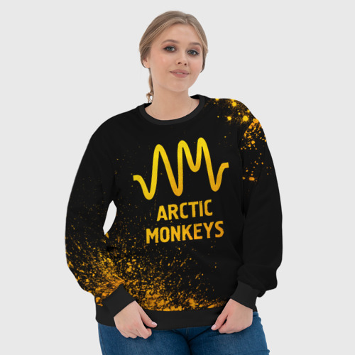 Женский свитшот 3D Arctic Monkeys - gold gradient, цвет 3D печать - фото 6