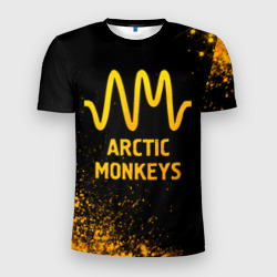 Мужская футболка 3D Slim Arctic Monkeys - gold gradient