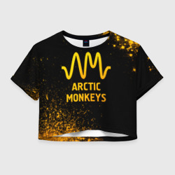 Женская футболка Crop-top 3D Arctic Monkeys - gold gradient