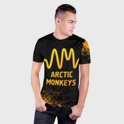 Мужская футболка 3D Slim Arctic Monkeys - gold gradient - фото 2