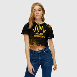 Женская футболка Crop-top 3D Arctic Monkeys - gold gradient - фото 2