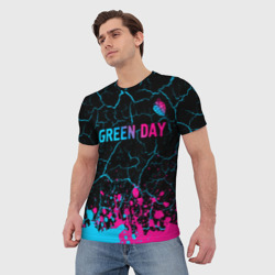 Мужская футболка 3D Green Day - neon gradient: символ сверху - фото 2