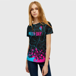 Женская футболка 3D Green Day - neon gradient: символ сверху - фото 2