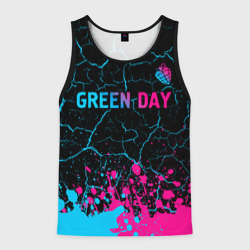 Мужская майка 3D Green Day - neon gradient: символ сверху