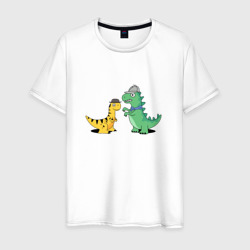 Мужская футболка хлопок Тираннозавр Шерлок и игуанодон Ватсон