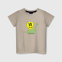 Брахиозавр улитка со смайликом на спине – Детская футболка хлопок с принтом купить со скидкой в -20%