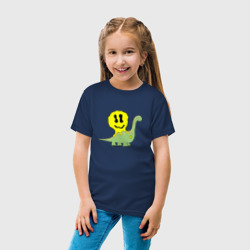Детская футболка хлопок Брахиозавр улитка со смайликом на спине - фото 2