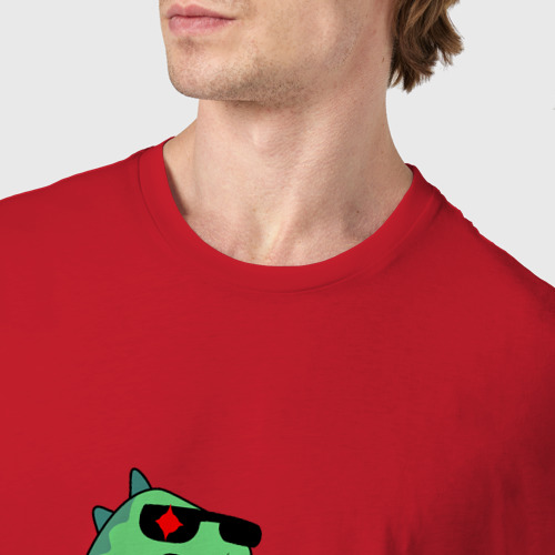 Мужская футболка хлопок Киборг тираннозавр динозавронатор, цвет красный - фото 6