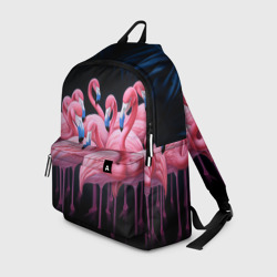 Рюкзак 3D Стая розовых фламинго в темноте