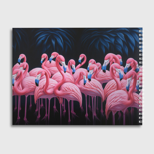 Альбом для рисования Стая розовых фламинго в темноте - фото 2