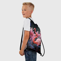 Рюкзак-мешок 3D Сюрреалистичная композиция с фламинго - фото 2